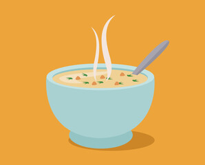 Hot vegetable soup. vector illustration isolated.