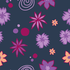 Fototapeta na wymiar Seamless pattern of hand-drawn flowers, clothing, packaging design, fabric. Modern background.