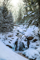 Fototapeta na wymiar Snowy Landscape - White Mountains - New Hampshire