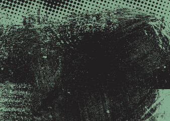 Glitch distorted grunge background . Noise destroyed texture . Trendy defect error shapes . grunge texture . Distressed effect .Vector shapes with a duo tone halftone dots screen print texture.