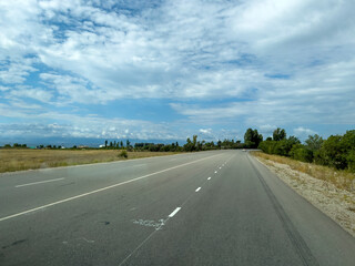 Drive by road at Lake Issykkul.