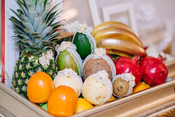 A holiday gift box with fruits