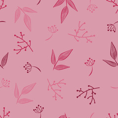 Leaves and branches repeat pattern. Floral pattern design. Botanical tile. Good for prints, wrappings, textiles and fabrics.