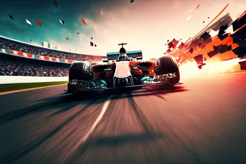 Peel and stick wall murals F1 Racing car in motion, generative ai