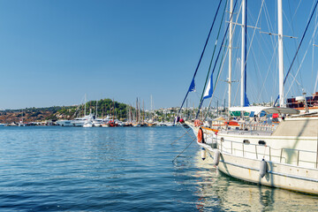 Scenic view of yachts moored in Milta Bodrum Marina, Turkey