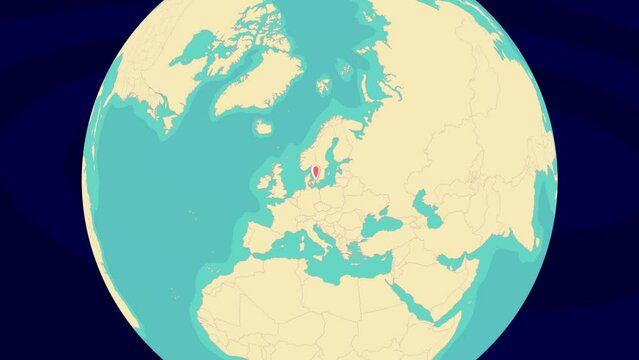 Zooming To Helsingborg Location On Stylish World Globe