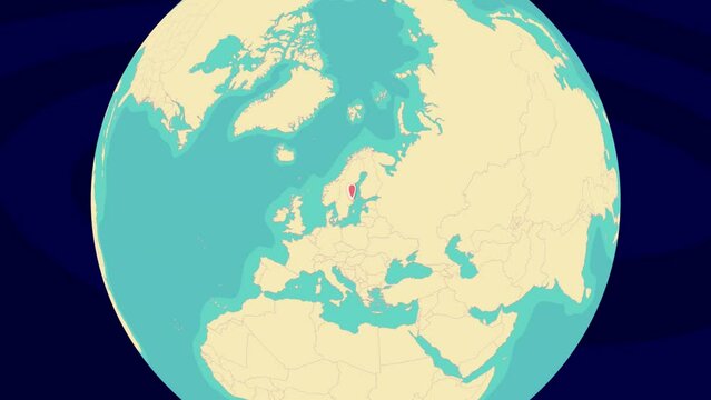 Zooming To Uppsala Location On Stylish World Globe