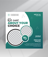Medical Health Care Social Media Post design template for Hospital Clinic Promotion web banners premium vector