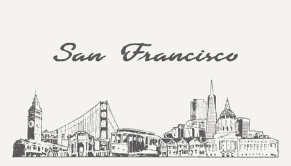 San Francisco skyline USA hand drawn, sketch - 561483967
