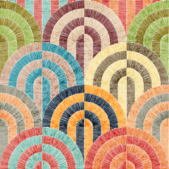Embroidered seamless wavy pattern. Ornament for home textiles, carpets, pillows, blankets. Vector illustration. - 561484362