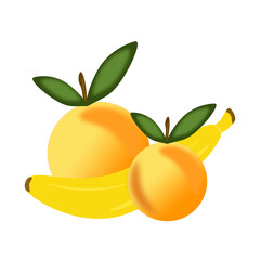 illustrazione con arance a banana su sfondo trasparente