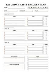 Personals Planner Templates Saturday Habit tracker plan