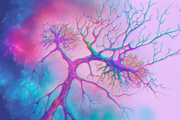 Neurons, brain cells, neural network, 3D illustration