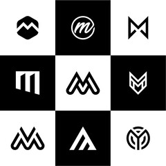 Initial letter M Logo Design Inspiration. With a Set of Business Company
