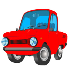 illustration of red retro car with white background