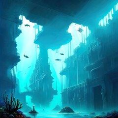 A fantasy underwater city. 