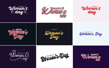 Set of cards with an International Women's Day logo