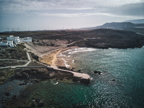 Beach on the island of Tenerife as seen from a drone