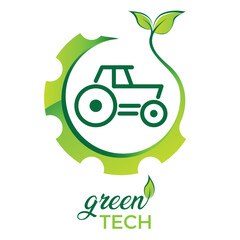 Traktor, Landwirtschaft, Bauer, Nachhaltigkeit - green tech logo design