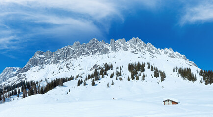 Winter mountain panorama landscape (Hochkoenig region, Austria)