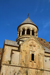 Fototapeta na wymiar Mausoleum Church of Noravank Monastery in the Amaghu Gorge, one of the main tourist attractions of Armenia