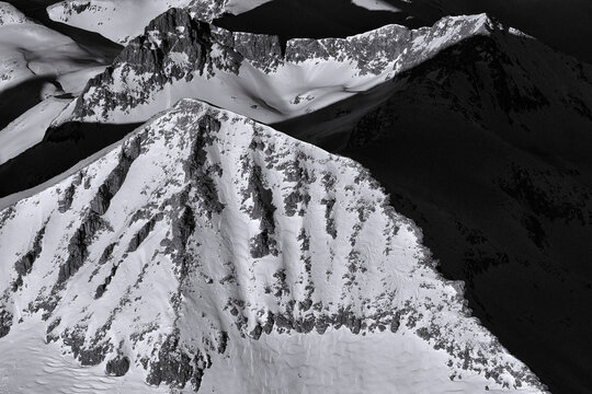 Aerial of Mt. Ansel Adams in the foreground.