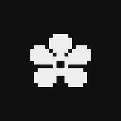 Obraz premium Sakura emoji, flower pixel art icon, isolated vector illustration. Symbol of Japanese culture. Game assets 8-bit sprite. Design stickers, logo, mobile app, embroidery.