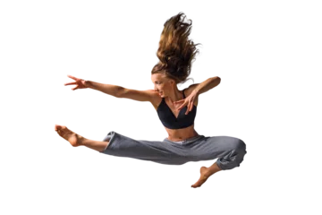 Foto op Canvas Urban dancing girl over isolated FREE PNG background and jumping © Igor Link