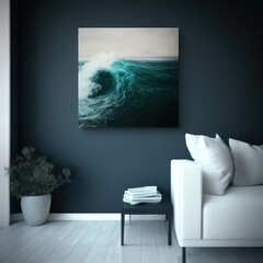 square frame wall art mock-up in modern living room