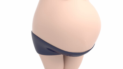 3d character belly grows in a woman belly concept of pregnancy and a set of fat 3d render - 561494397