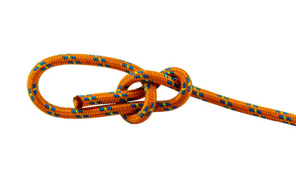 bowline knot orange rope example, png  transparent  background