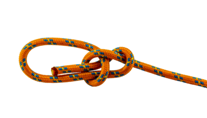 bowline knot orange rope example, png  transparent  background