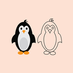 Penguin cartoon colored clipart illustration