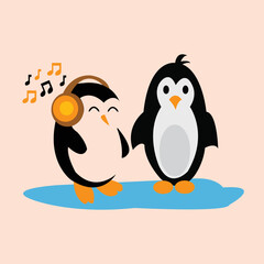 Naklejka premium Penguin cartoon colored clipart illustration
