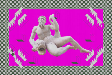 Contemporary art minimal concept collage. Antique statue.  LGBT, pride, free love concept