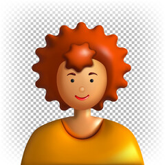 3d character. A woman with red hair and fair skin. Portrait, avatar, icon. Vector illustration.