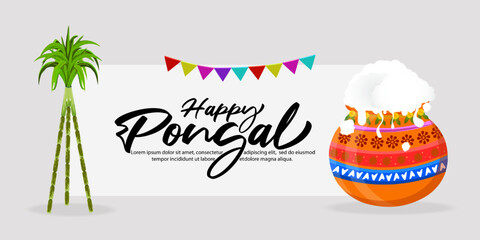 Illustration of Happy Pongal festival poster or banner background.