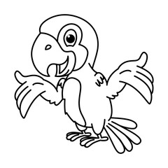 Cute parrot cartoon characters vector illustration. For kids coloring book.