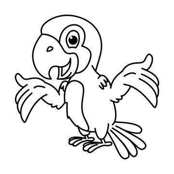 Cute parrot cartoon characters vector illustration. For kids coloring book.