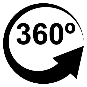 Icono &aacute;ngulo de 360 grados. Silueta aislada de flecha circular