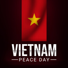 Vietnam Peace Day Background with a Waving flag upside down in a room and typography. Vietnam peace day wallpaper