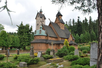 Fototapeta na wymiar Vang Stave Church in Karpacz, Poland 