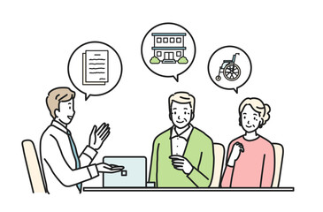 介護の相談をするシニア夫婦