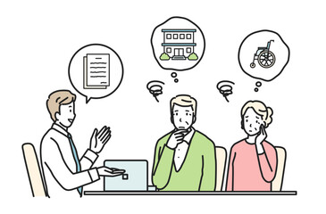 介護の相談をするシニア夫婦