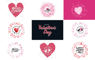 Happy Valentine's Day greeting card template with a romantic theme and a red color scheme