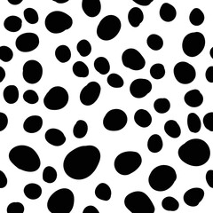 Black and white seamless polka dot pattern. Monochrome, dotted vector background. Geometric abstract with black circles. EPS 10.