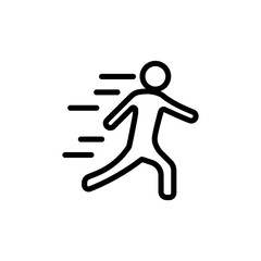 Running line icon. Runner, sport, recreation, lifestyle, riding, pedals, wheel, speed, race, downhill, ecology, nature. Leisure concept. Vector black line icon on white background