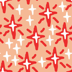 Stars seamless vector pattern for wrapping, digital paper, wallpaper, fabric print, textile design. Simple silhouette shape of shining star decorative element for kids, baby, children, sport.