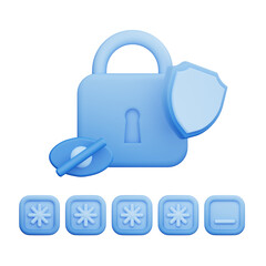 cyber security concept. password protection icon isolated. 3d illustration PNG file