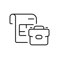 Fototapeta premium Document with diplomat line icon. Agreement, declaration, signature, form, pencil, pen, statement, diplomat, guarantee, protocol, order. business concept. Vector black line icon on white background